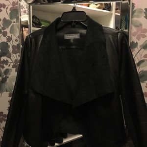 Girl’s contemporary faux leather jacket.